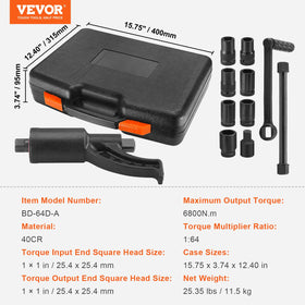 VEVOR torque multiplier lug-nut removal in action on heavy wheels.
