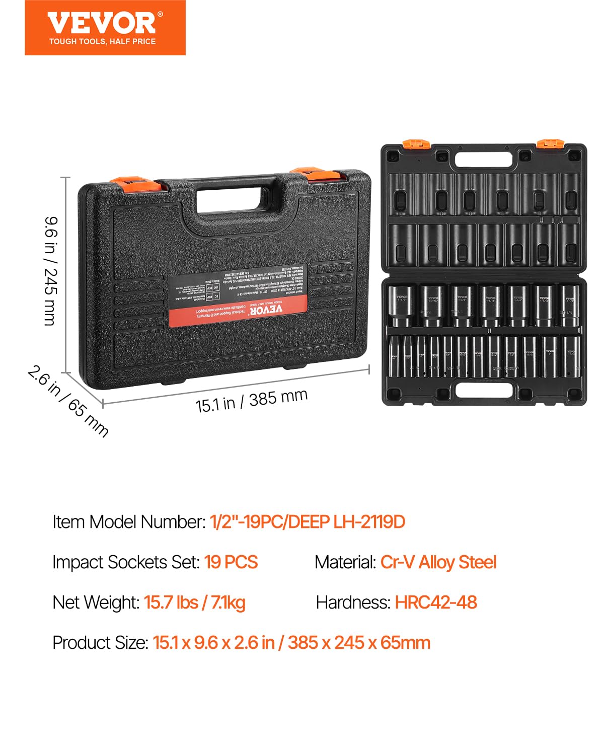 VEVOR rugged set promotes efficient, reliable tool work in workshops.