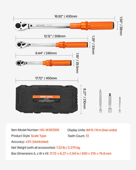 VEVOR calibration certificate included with wrench for accuracy assurance.