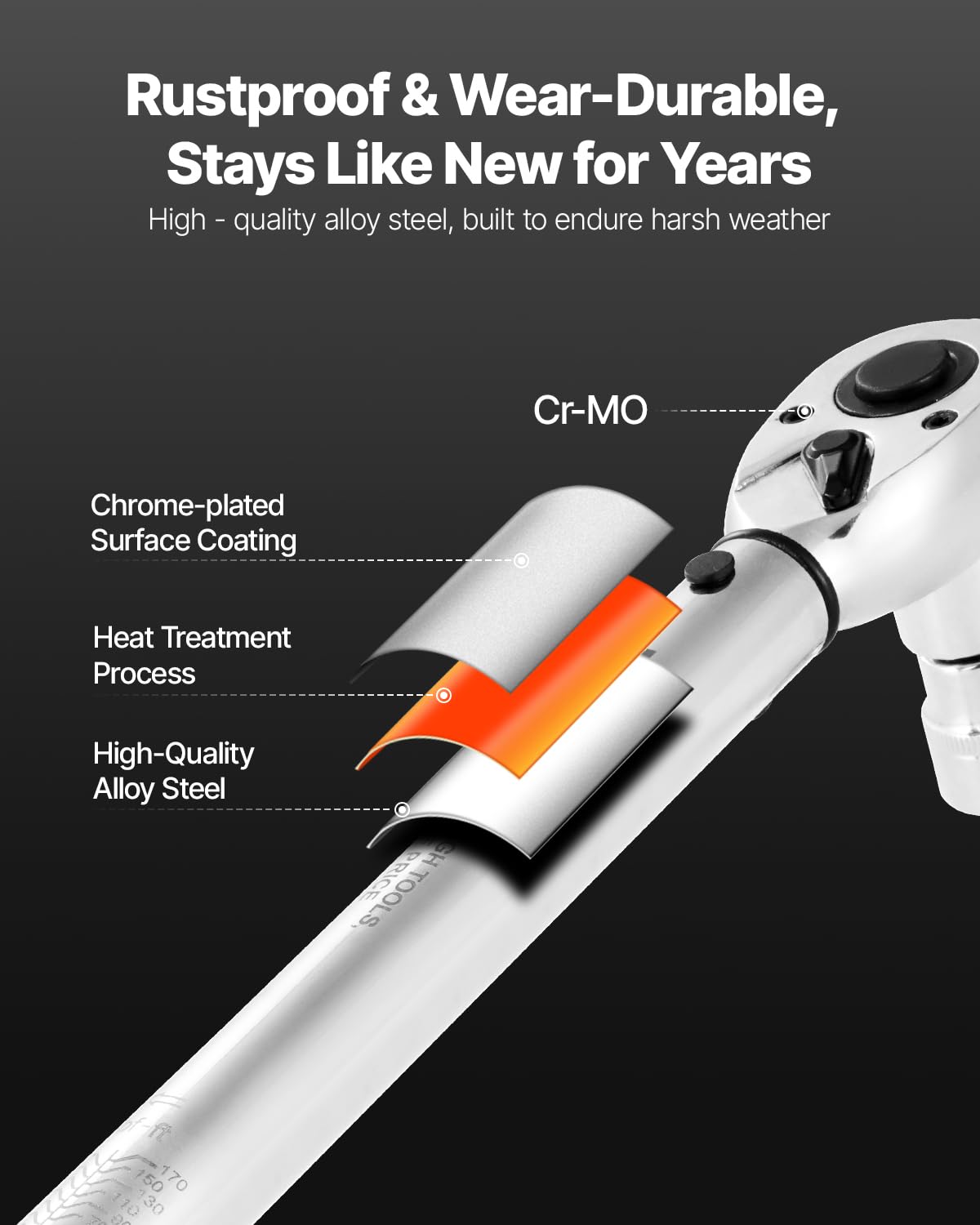 VEVOR chrome-plated finish resists rust for reliable use.