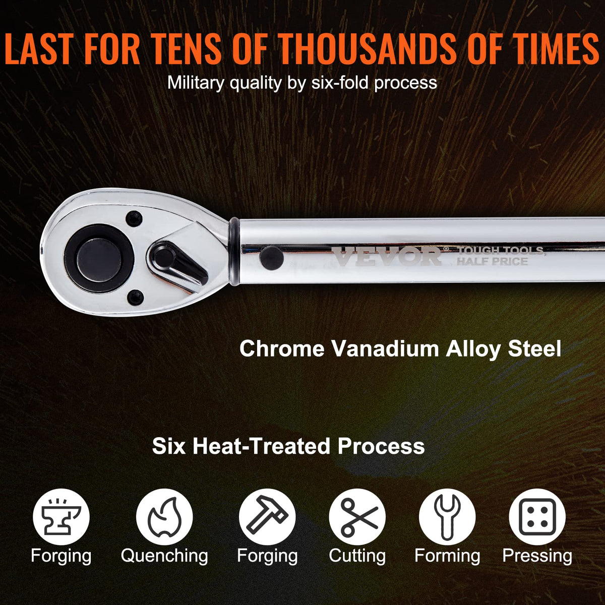 VEVOR chrome-vanadium steel body resists rust for lasting use