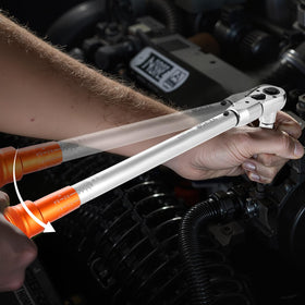 VEVOR torque wrench in use on HVAC or automotive projects.