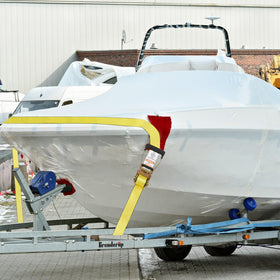 VEVOR trailer-bed ratchet strap in action keeping cargo steady