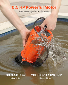 VEVOR trash pump 2in discharge port ready for standard hose connections.
