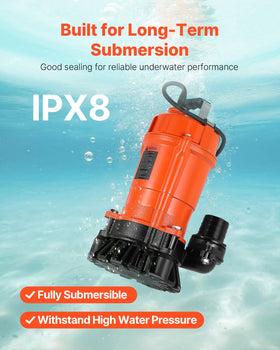 VEVOR cast iron body emphasizes durability and long-term submersion.