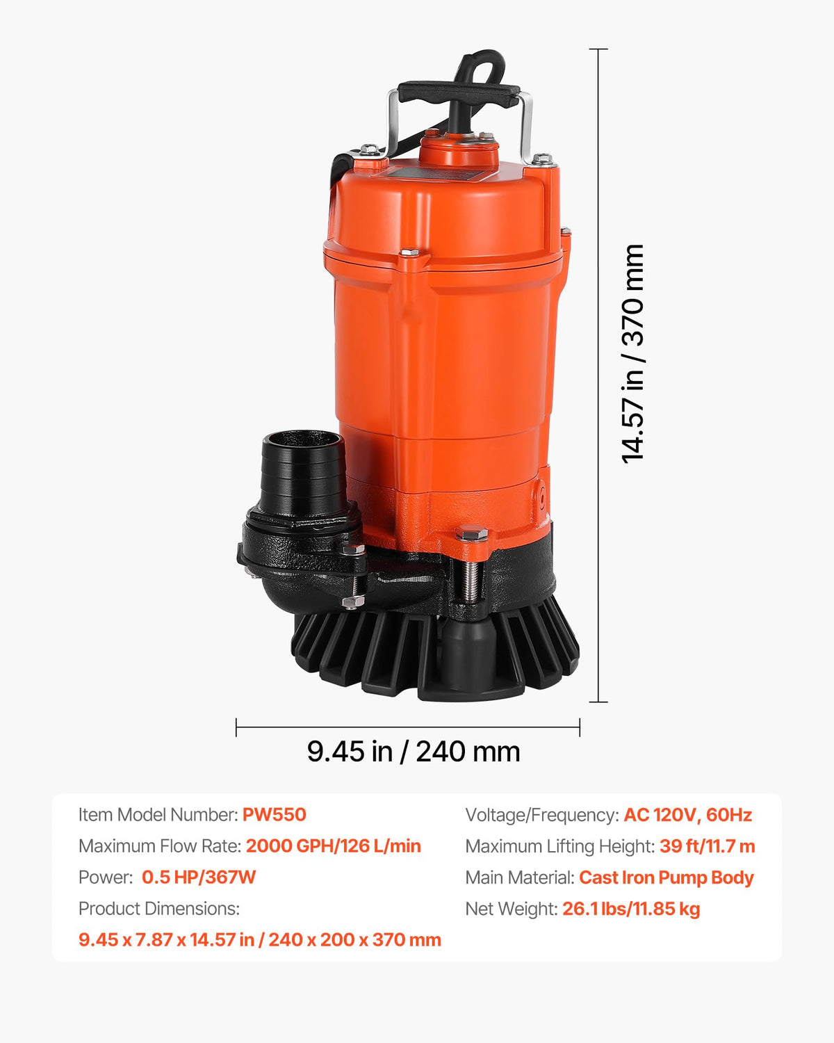 VEVOR pump used to dewater pools and fountains efficiently.