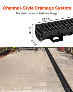 VEVOR trench drain channel section demonstrating modular length options.