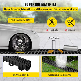 VEVOR trench drain HDPE durability for long-term use