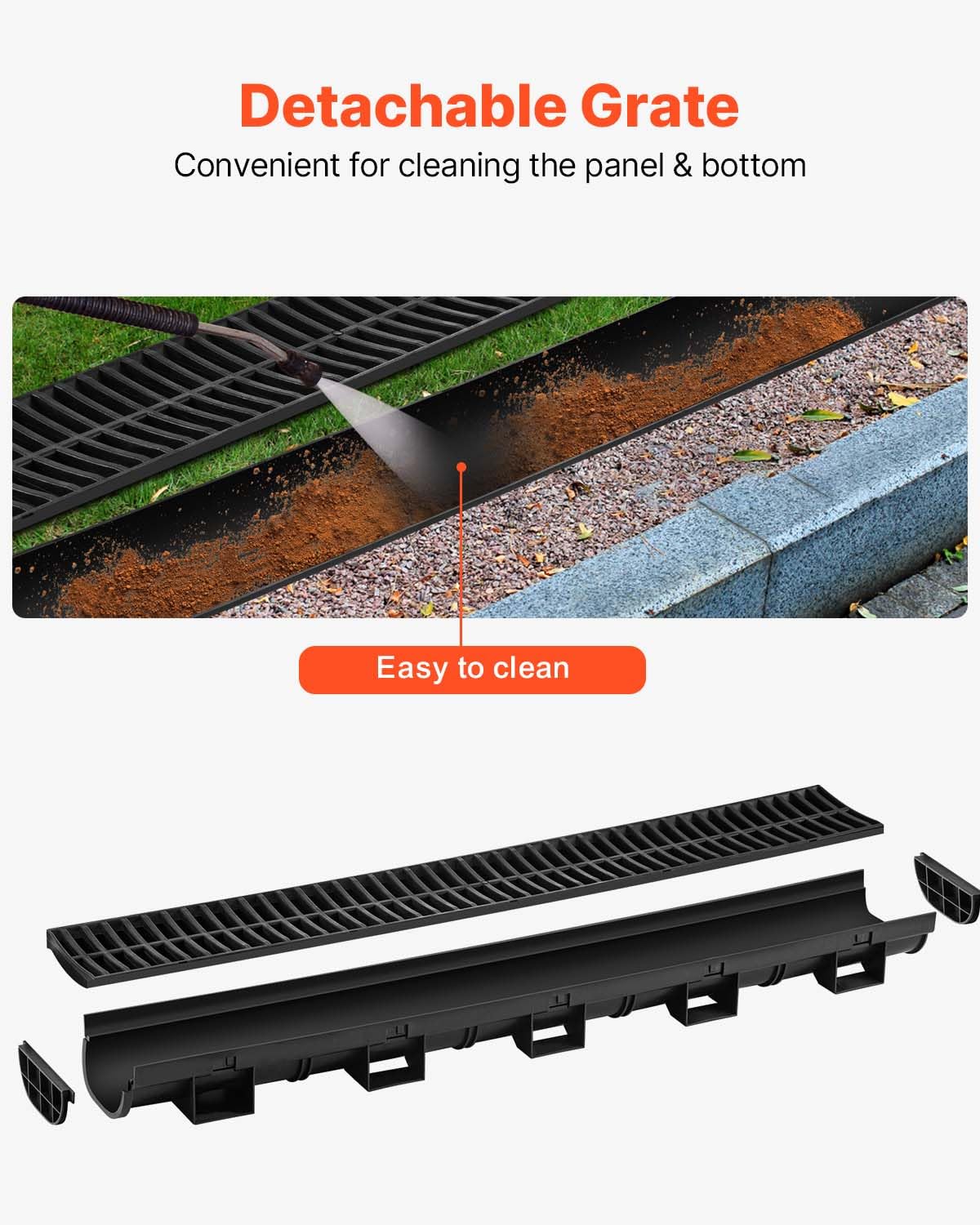 VEVOR trench drain end cap seals ends, reducing leaks.