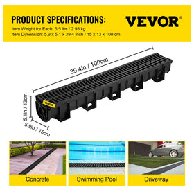 VEVOR trench drain kit includes six drains and grates with outlets