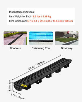 VEVOR trench drain low-profile design blends with surroundings.