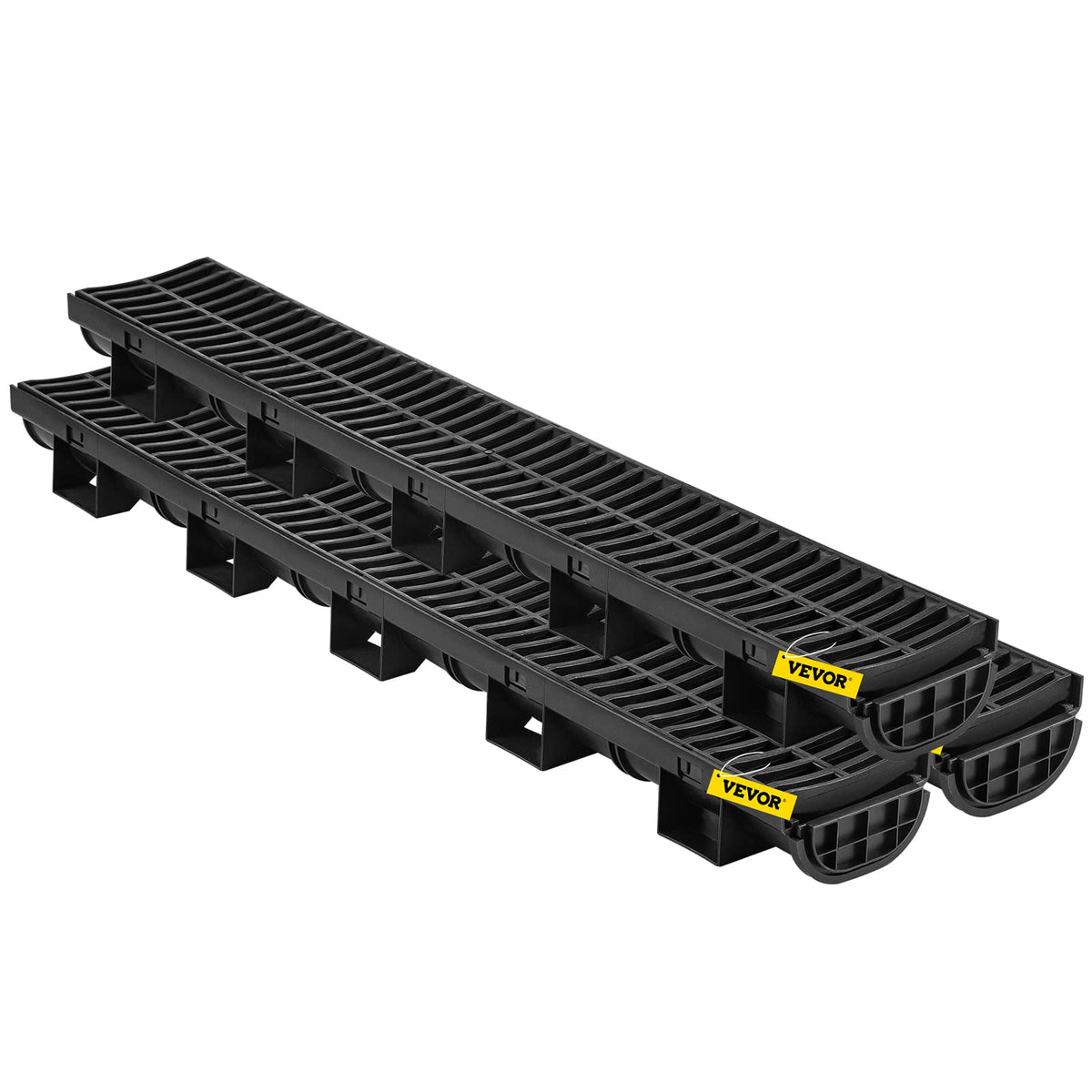 VEVOR trench drain system 3-pack: compact channel sections for lawns and patios.