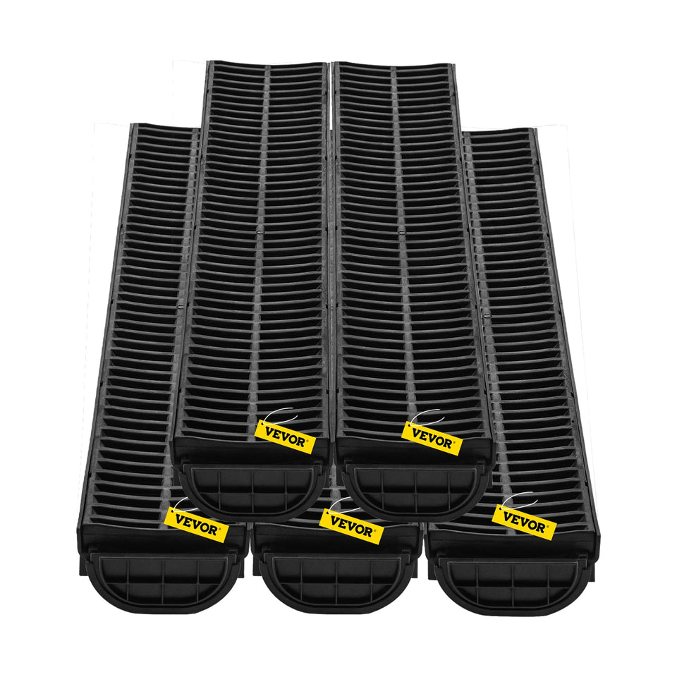 VEVOR trench drain system five-pack in outdoor setting, ideal for quick yard drainage