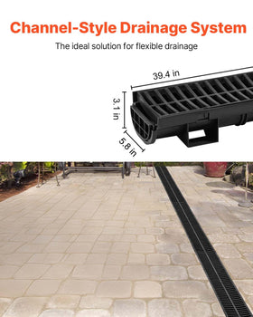 VEVOR trench drain end cap provides a clean, secure finish.