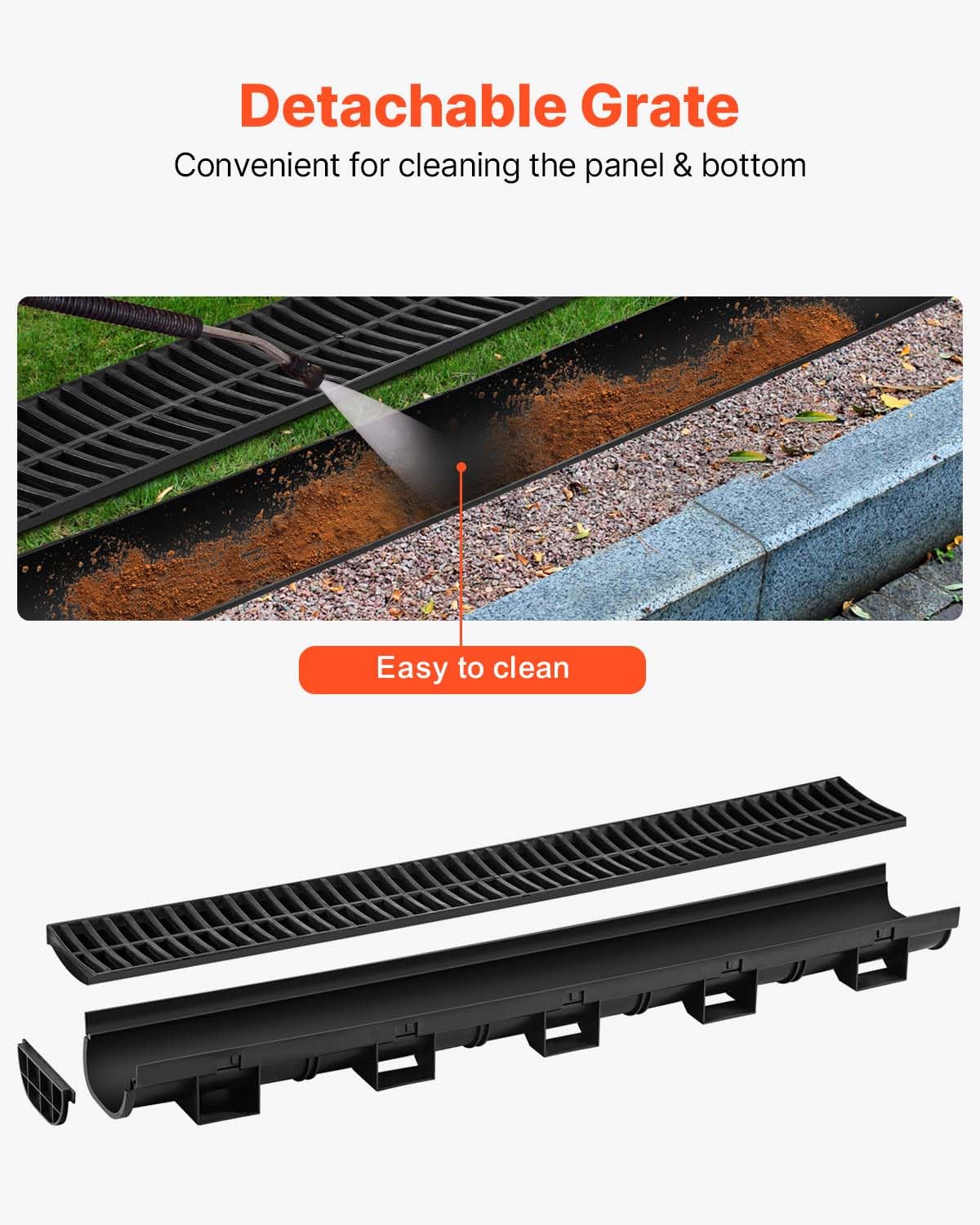 VEVOR HDPE material delivers durable, long-lasting drainage performance.