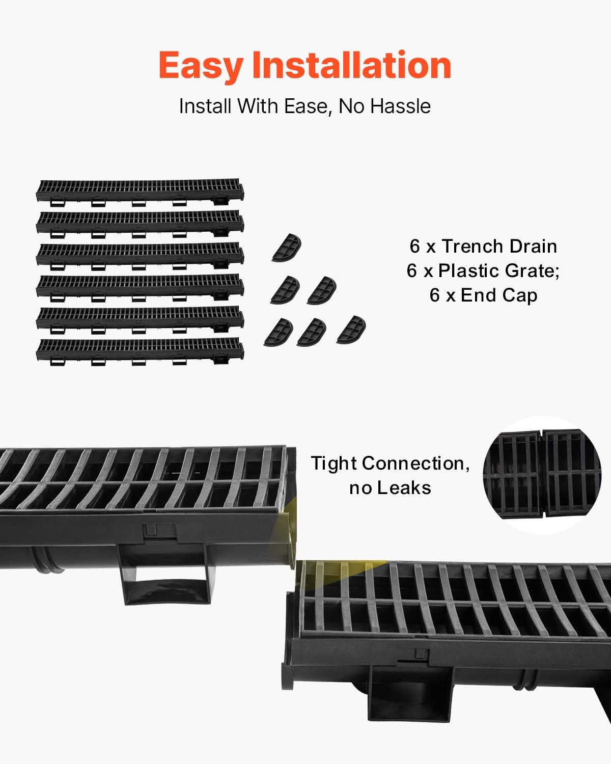 VEVOR outlet connector enables direct piping connections.