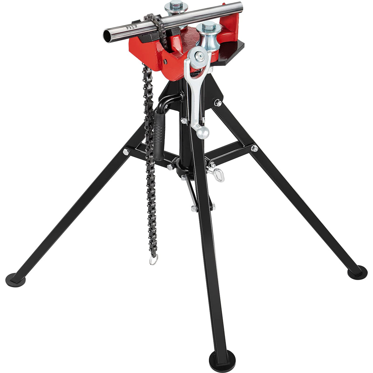VEVOR tripod chain vise gripping 1/8-5 inch pipes securely