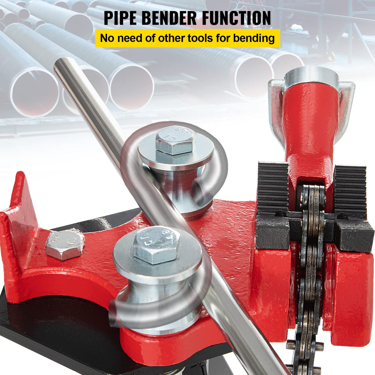 Built-in two-in-one pipe bender for bends without extra tools