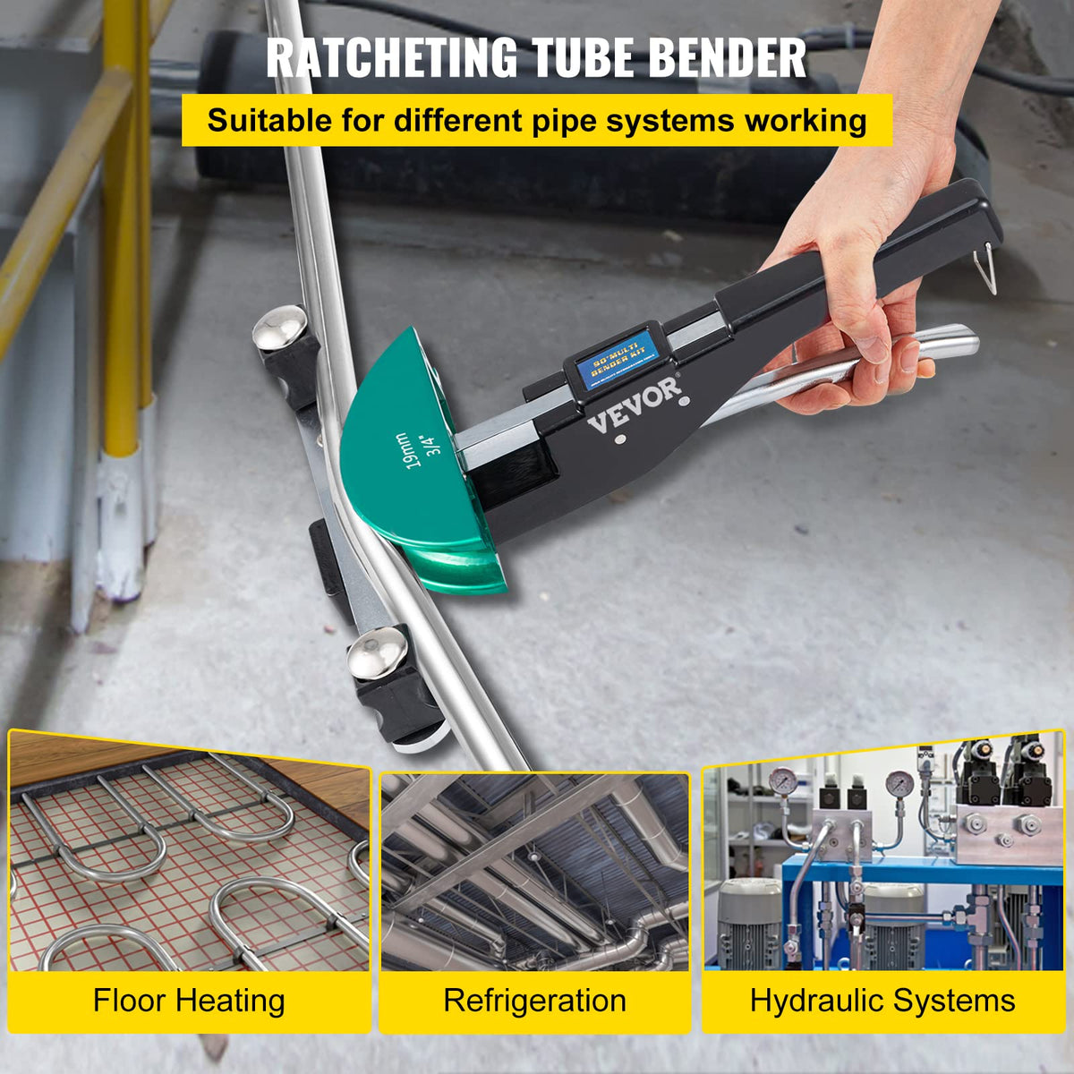 VEVOR tube bender compact design enables easy handling in small spaces.