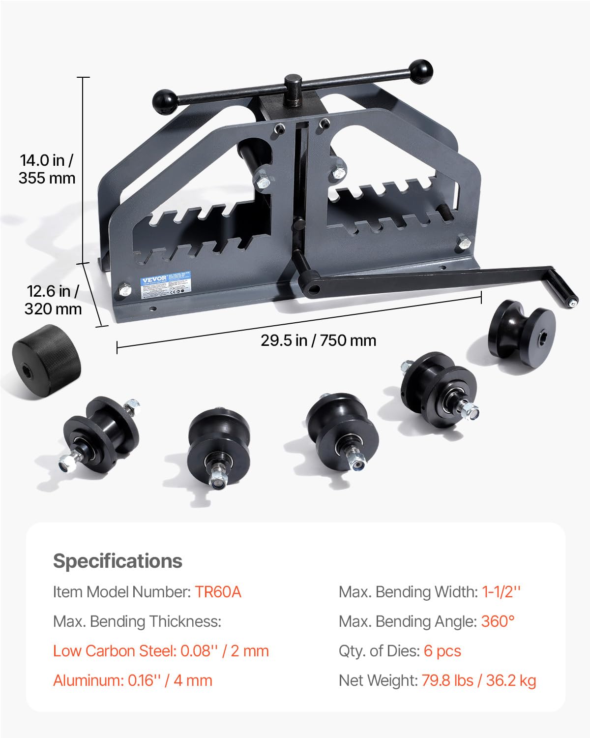 VEVOR Tube Roller Bender compact design saves workshop space.