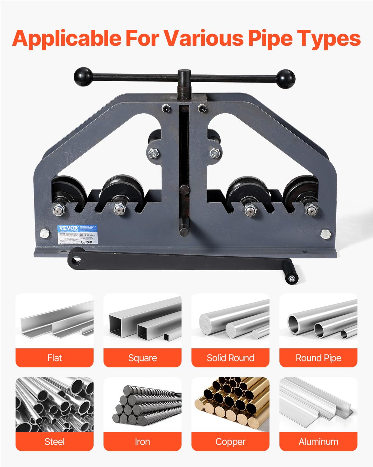 VEVOR Tube Roller Bender ergonomic crank allows smooth operation.