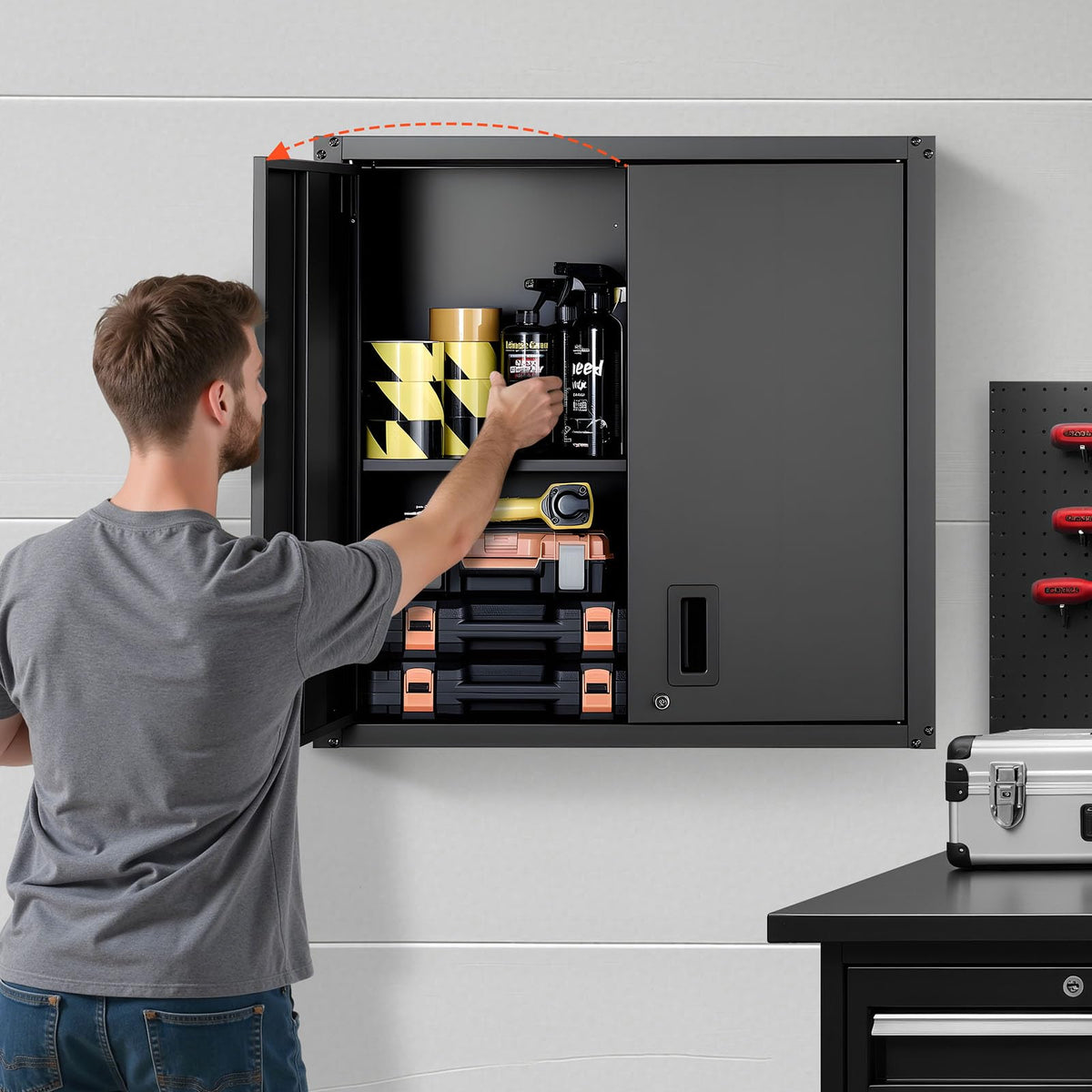 VEVOR cabinet blends into kitchen or garage spaces.