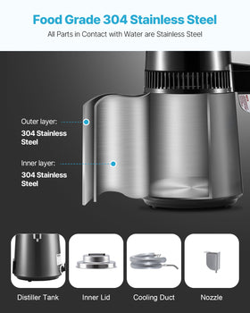 VEVOR Water Distiller aluminum four-blade fan for efficient cooling