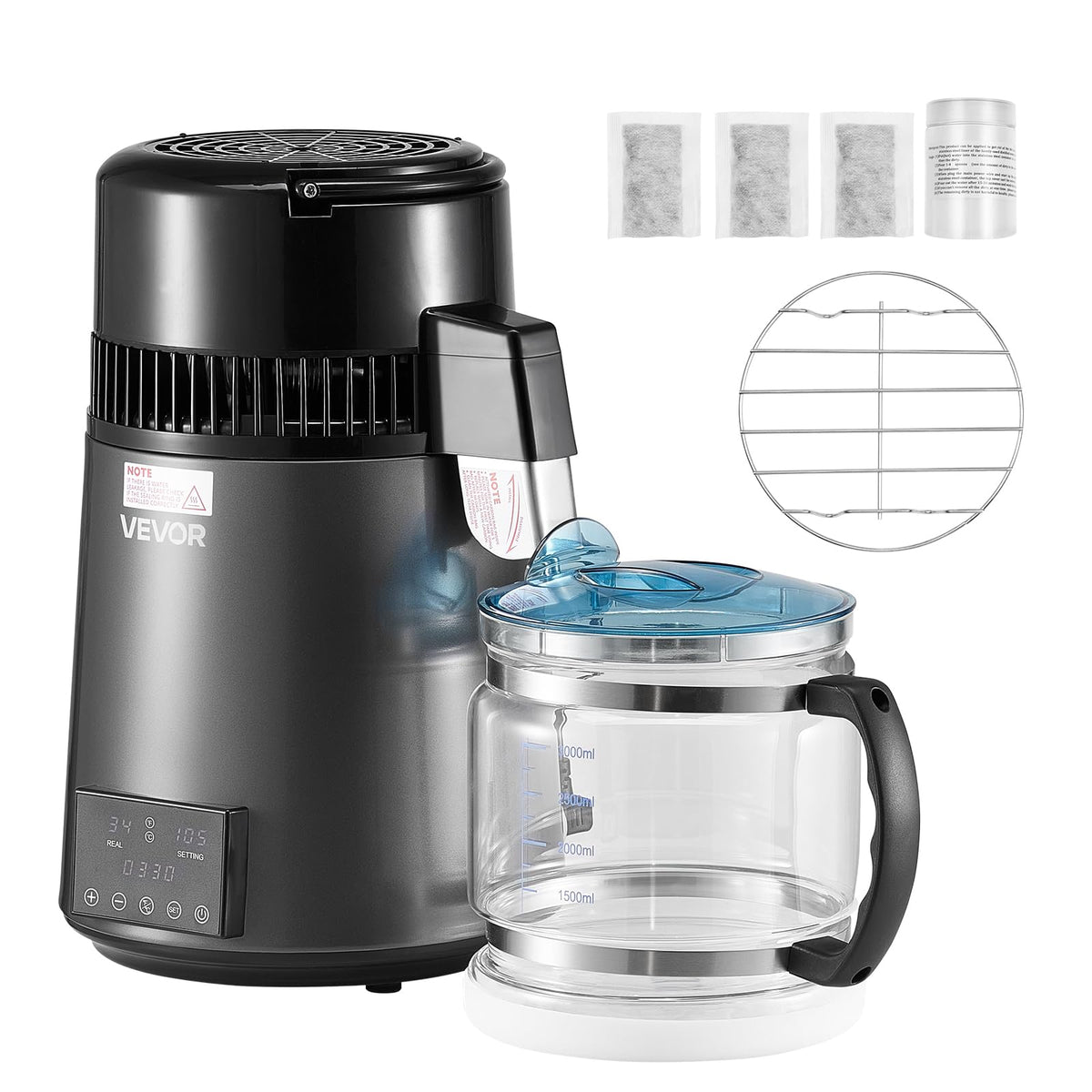 VEVOR Water Distiller produces purified drinking water for coffee