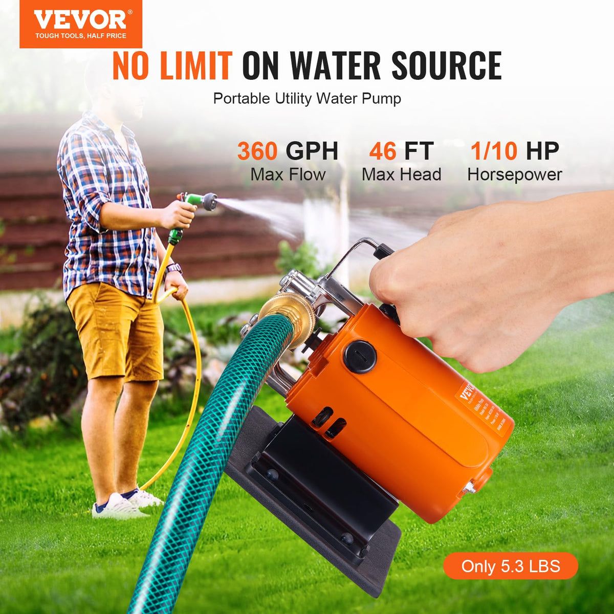 VEVOR 46ft high-lift pump enables draining tall containers