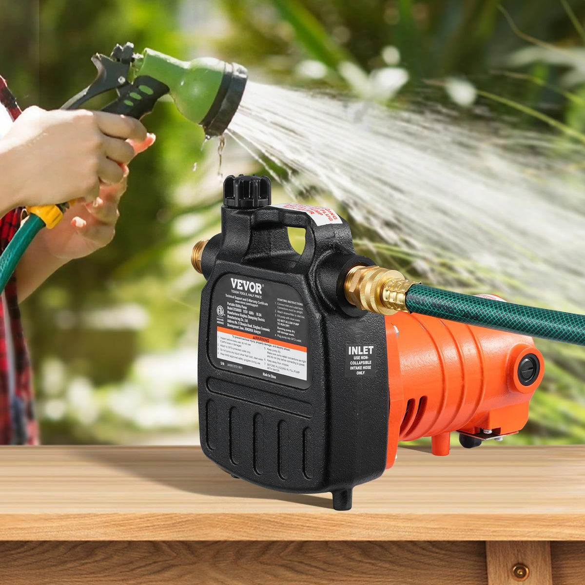 VEVOR in-action draining a pool demonstrates strong flow
