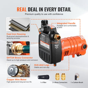 VEVOR rust-proof coating protects pump components from corrosion