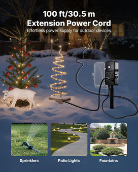 VEVOR weatherproof cover protects outlets from rain on the outdoor stake