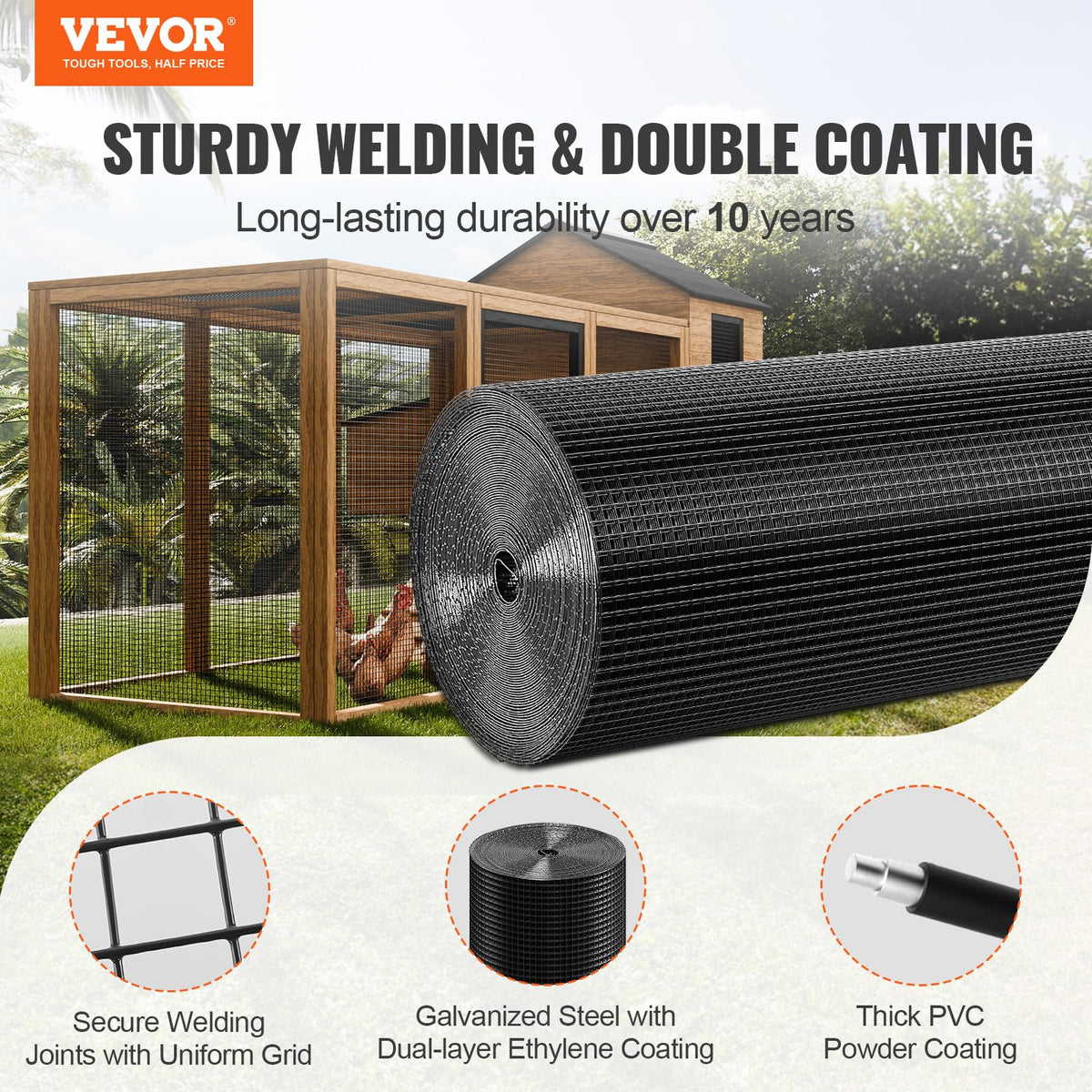 VEVOR hardware cloth weld detail shows strong joints for durability