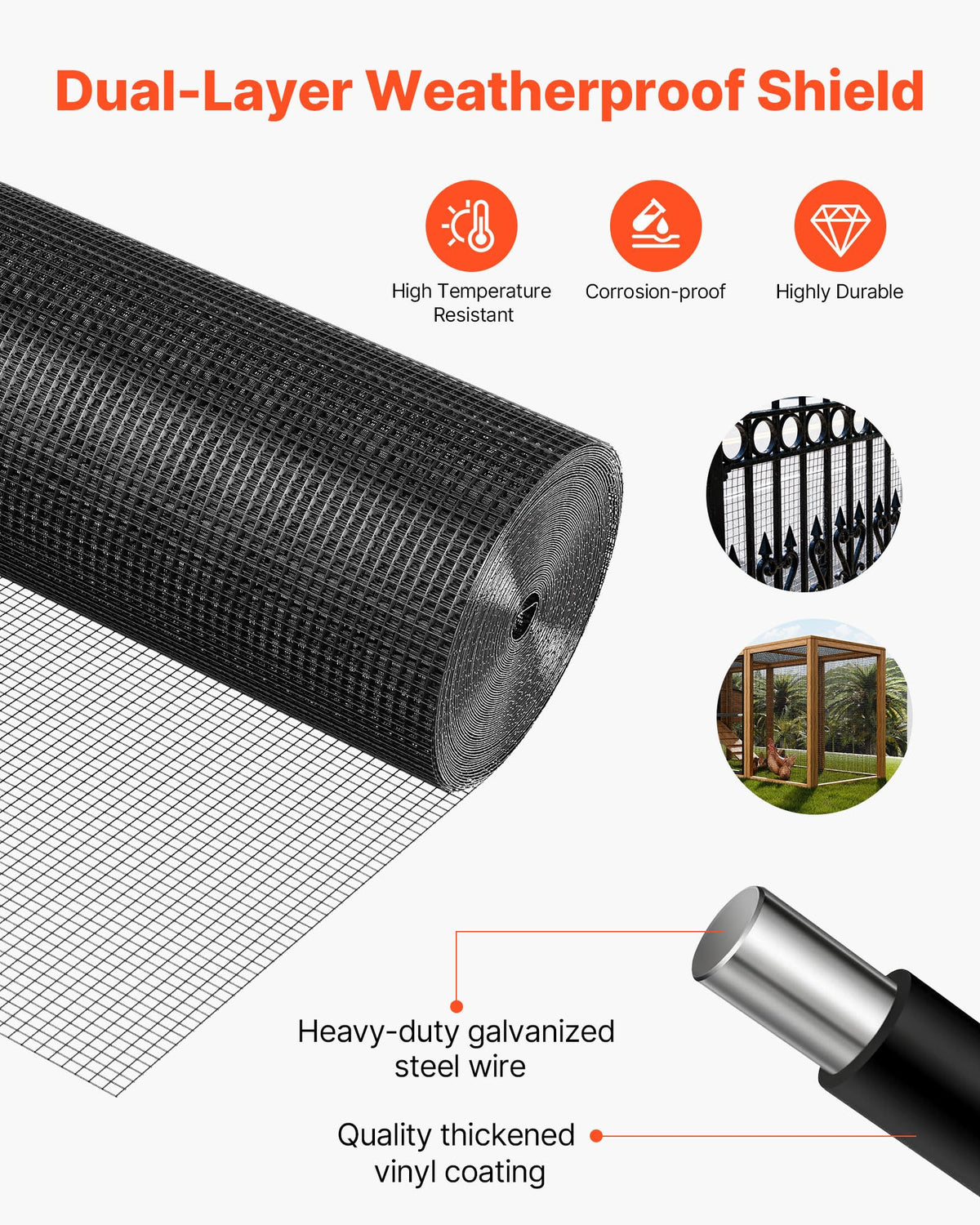 VEVOR welded seams on mesh with tight joints for durable fencing