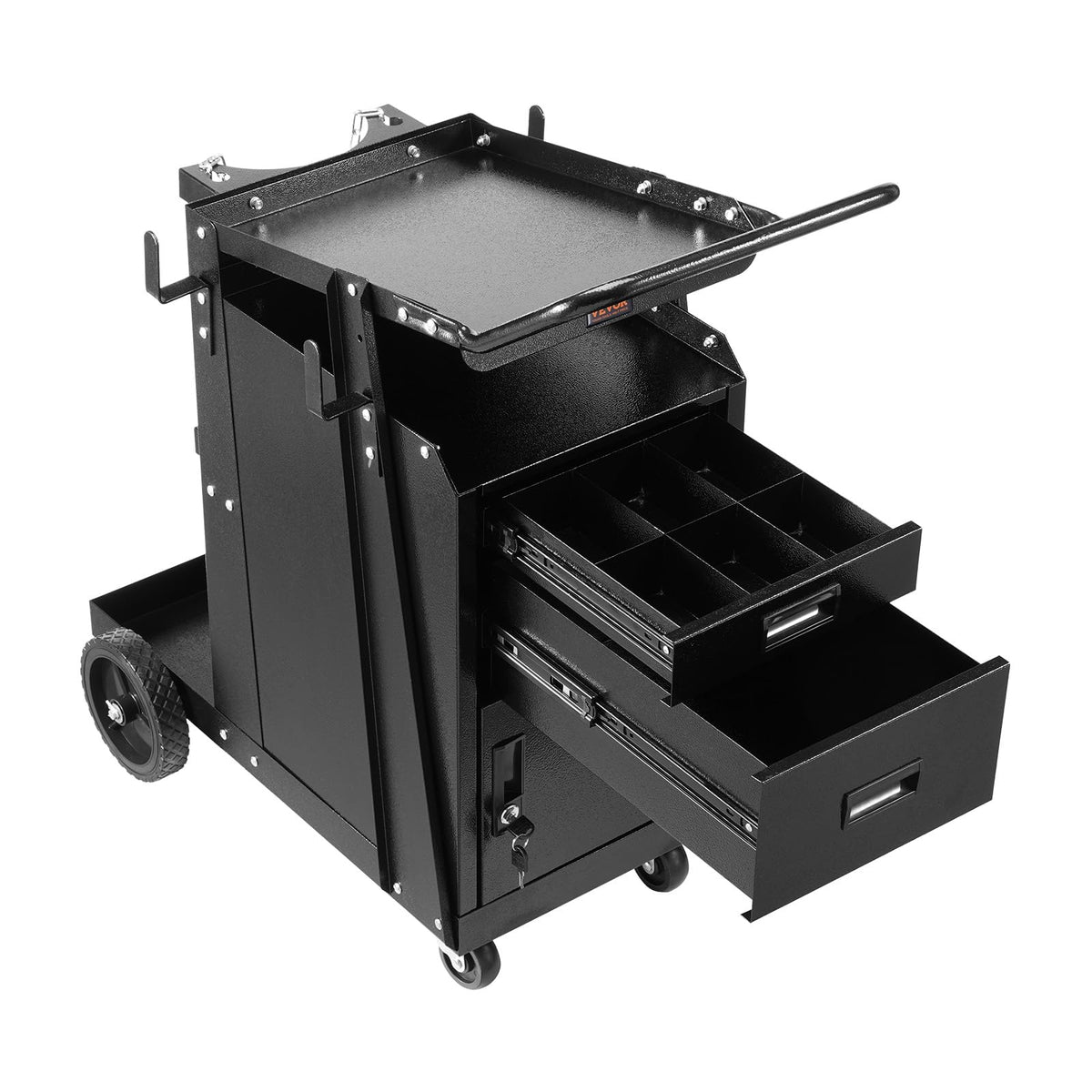 VEVOR welding cart with 360 degree wheels for easy maneuvering.