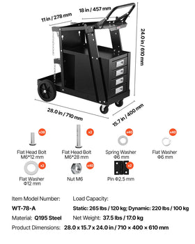 Durable steel construction stands up to tough workshop use.