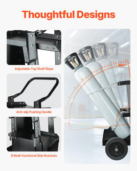 VEVOR welding cart durable steel frame withstands heavy-duty workshop use.