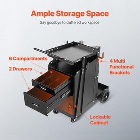 VEVOR welding cart with gas cylinder slots for safe storage.