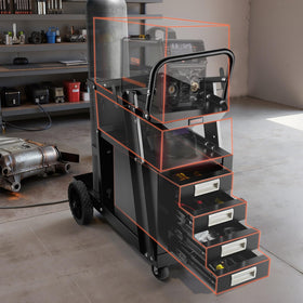 Upper and lower trays provide ample space for tools and accessories.