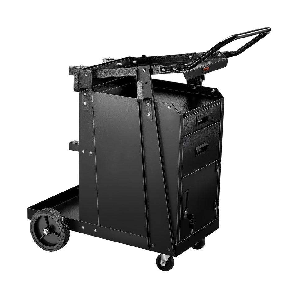 VEVOR welding cart with open top shelf for quick tool access.