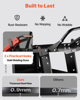 Side brackets on the VEVOR cart organize welding guns and pliers.