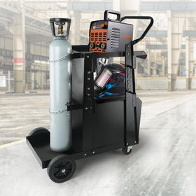 VEVOR welding cart with adjustable brackets keeps tools within reach.