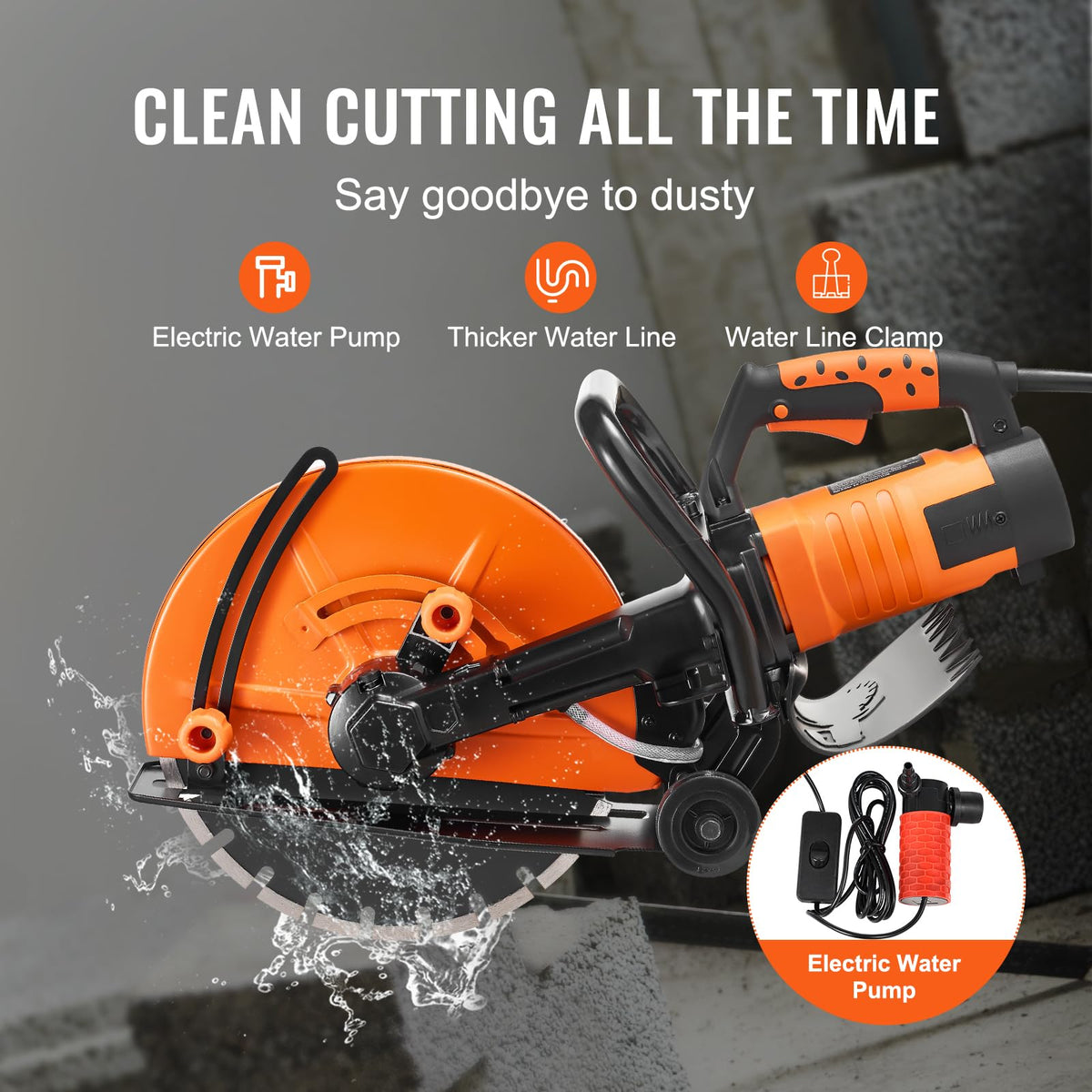VEVOR wet-cutting attachment with water line reduces dust during operation