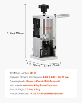 VEVOR wire stripper enables drill-powered speed for large batch stripping.