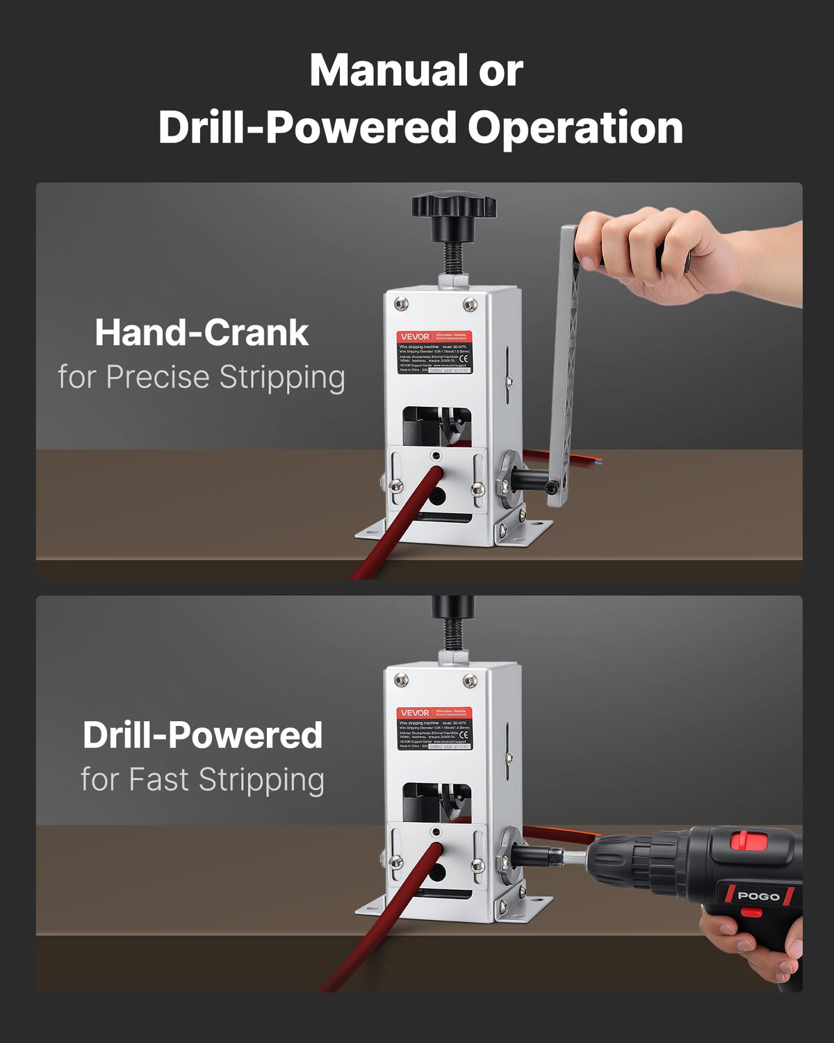 VEVOR wire stripper machine adjustable blade depth for precise cuts.