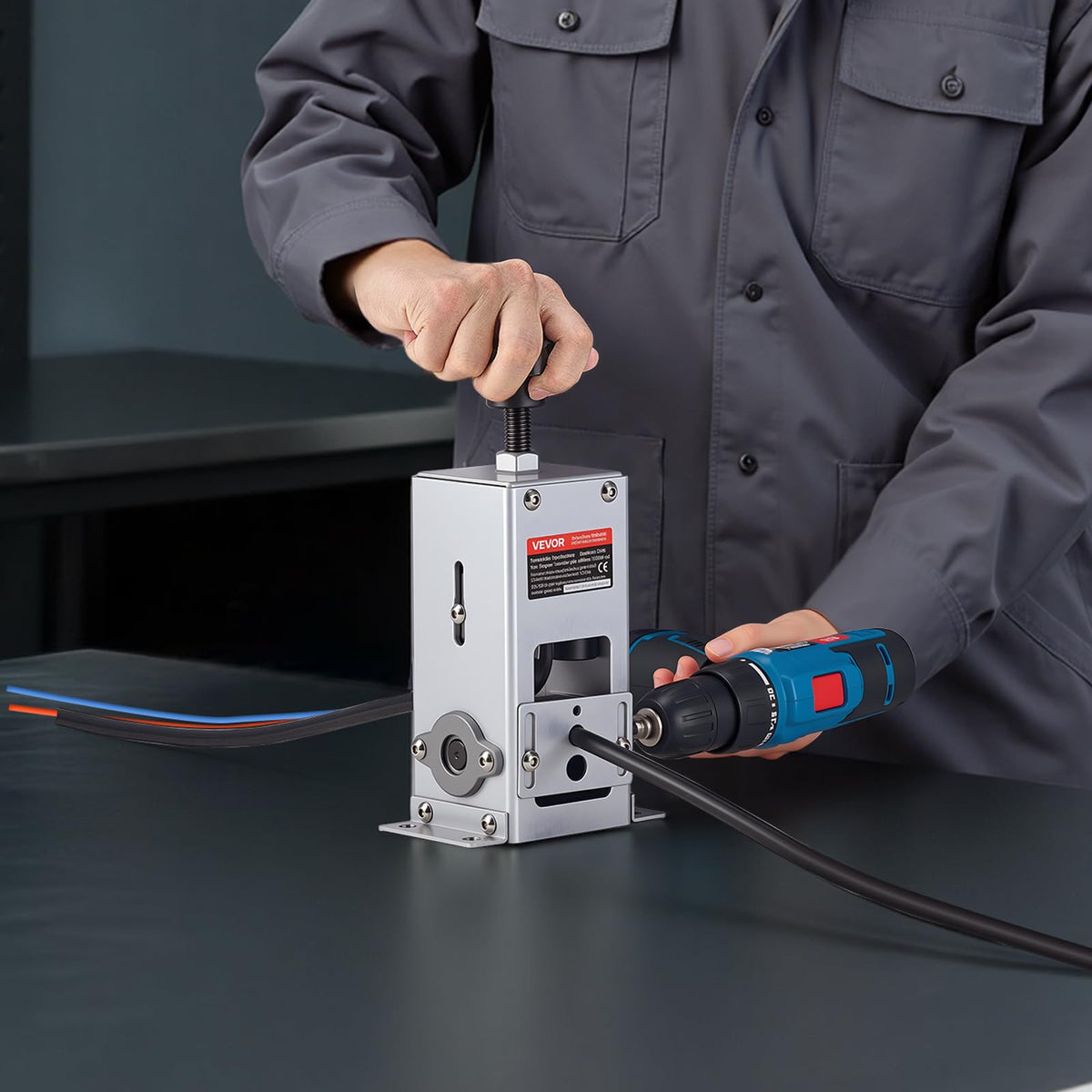 VEVOR wire stripper machine drill-powered mode speeds up larger stripping jobs.