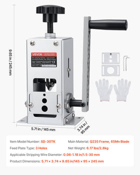 VEVOR wire stripper machine manual crank provides precise control.