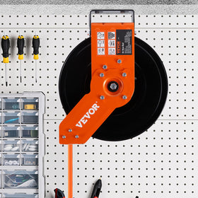 VEVOR reel shown in a workshop setup ready for use.