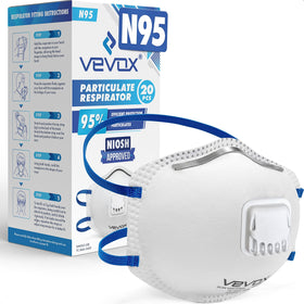 VEVOX N95 mask with valve, front view, for comfortable protection in dusty environments.