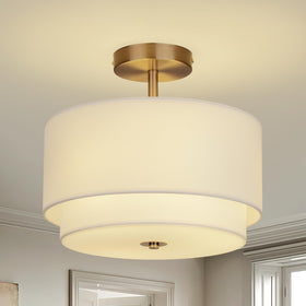Vexagyle gold drum ceiling light with 12.6-inch diameter for balanced overhead illumination